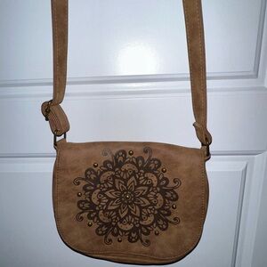 Brown Floral Print mini crossbody bag
